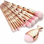 Makeup Diamond Cut Handle Brush with Fish Tail Foundation brush kit 11 Pieces