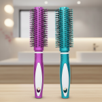 2 Pcs Professional Round Hair Brush With Rubber Grip Handle For Men & Women