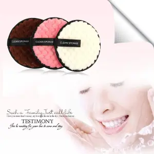 Makeup Remover Sponge Reusable Rounds Soft Facial Cleaning Puffs(Multicolor) 3 Piece