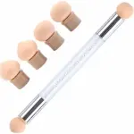 Nail Art Tool Pen Dual Head Nail Sponge Brush Picking Dotting 4 Replacement Heads (MultiColour)