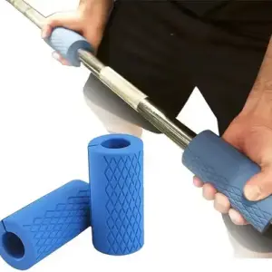 Thick Bar Grips for Barbell, Dumbbell, and Kettlebell Hand Grip/Fitness Grip  (Blue) 1 Pair