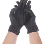Premium Quality Nitrile Gloves Black Nitrile Examination Gloves (Pack of 100)