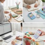 12-Digit Pastel Theme Calculator with Big Buttons, Large LCD Display, Automatic Sleep, Battery Operated Mechanical Calculator for Office, School, and Home Use (Purple).