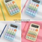 12-Digit Pastel Theme Calculator with Big Buttons, Large LCD Display, Automatic Sleep, Battery Operated Mechanical Calculator for Office, School, and Home Use (Purple).