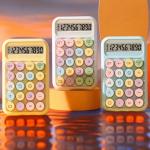 12-Digit Pastel Theme Calculator with Big Buttons, Large LCD Display, Automatic Sleep, Battery Operated Mechanical Calculator for Office, School, and Home Use (Purple).