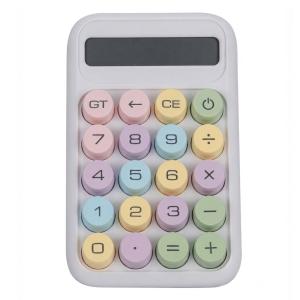 12-Digit Pastel Theme Calculator with Big Buttons, Large LCD Display, Automatic Sleep, Battery Operated Mechanical Calculator for Office, School, and Home Use (Purple).