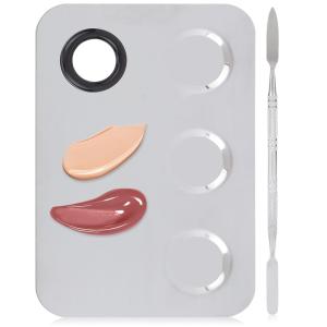 Stainless Steel Makeup mixing Palette with Spatula makeup artist tool.(Pack of 1).