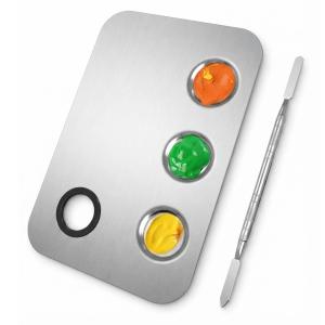 Stainless Steel Makeup mixing Palette with Spatula makeup artist tool.(Pack of 1).