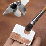 Stainless Steel, Make Up Tools Mini Mixing Tray with Finger Ring, Makeup Paint Palette,(Pack of  1).