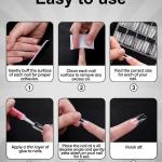 100pcs Transparent Nails and 2 pcs fake nails glue