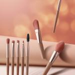 PRIMUM 8 PCS Mini Makeup Brush Set with Case, Portable Foundation Brush Kit Travel,