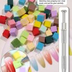 204pcs soft Nail Sponges with 4 Claws Metal Grabber, Mini Nail Sponges with Metal Grabber Pen Nail Brush