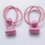 (1 Pair) Magnetic Curtain Tiebacks Curtain Drape Holdbacks Clips Rope.(Pink)
