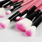 24Pcs Edition Makeup Brush Set , Wooden Handle with Leather Case  (Pack of 24).Pink