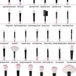 24Pcs Edition Makeup Brush Set , Wooden Handle with Leather Case  (Pack of 24).Pink