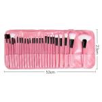 24Pcs Edition Makeup Brush Set , Wooden Handle with Leather Case  (Pack of 24).Pink