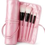 24Pcs Edition Makeup Brush Set , Wooden Handle with Leather Case  (Pack of 24).Pink