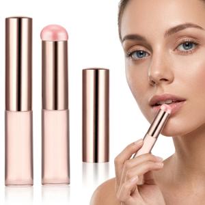 Silicone Lip Brush Lip Applicator with Cap Elastic Silicone Lip Balm (Pink) 2 Piece