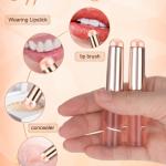Silicone Lip Brush Lip Applicator with Cap Elastic Silicone Lip Balm (Pink) 2 Piece
