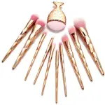 Diamond cut Handle Makeup Brush Set With Big Fish Tail For Foundation /Eyeshadow /Lips-11 Pieces