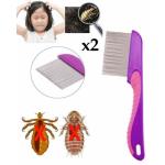 Flea Comb for Cat Dog, Stainless Steel Fine Tooth Flea Lice Tear Stain Remover Comb(2 Pcs).