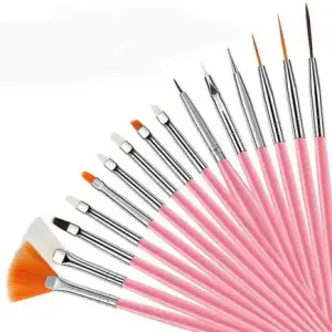 15 NAIL ART BRUSHES ALL DIFFERENT TYPES OF BRUSHES (PINK) Pack of 1