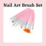 15 NAIL ART BRUSHES ALL DIFFERENT TYPES OF BRUSHES (PINK) Pack of 1