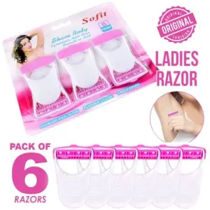 Women's Disposable Plastic Hair Razor & Bikini Shaving Razor For Women- Pack Of 1 (6 Pcs).