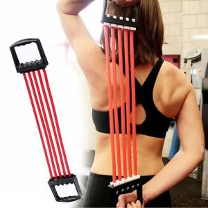5 Tubes Chest Puller Toning Tube with D Handle for Exercise Workout(Multicolor) 1 Piece