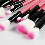 24Pcs Edition Makeup Brush Set , Wooden Handle with Leather Case  (Pack of 24).Pink