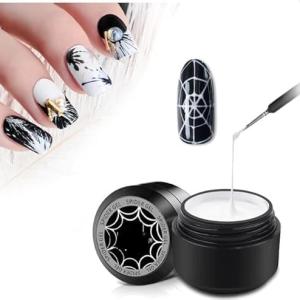 Gel for Nail Art Elastic Painted Nail Gel Polish for Pulling Drawing Line Nail Decoration Spider Nail Set (White)