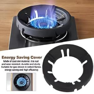 Silver Gas Saver Burner Jali Ring Fire & Windproof (1 Piece) Black