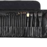 24 Piece Makeup Brush Set with PU Leather Case (Black)