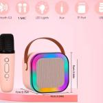 Wireless Mics Portable Bluetooth Speaker & Dynamic Lights Birthday Gift for Girls, Boys