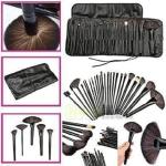 24 Piece Makeup Brush Set with PU Leather Case (Black)