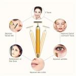 24k Golden Pulse Facial Massager, T-Shape Electric Sign Face Massage Tools ( Pack of 1).
