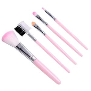 Mini 5 In 1 Makeup Mini Brushes Set for Women's & Girls (Pink).