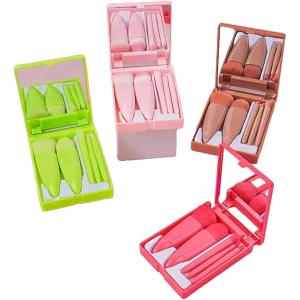 Mini Makeup Brushes Set with Mirror 5 Pcs Brushes Kit Case (Multicolour).