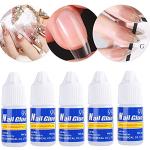 5 Pcs Nail Glue For Artificial Nail Waterproof Nail Adhesive Bottle (White)