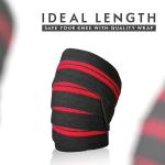Knee Wraps(1 Pair) for Weightlifting Powerlifting Leg Press (Black red).