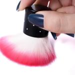 Nail Art Soft Nail Cleaner Brush Mini Stainless Steel Handle Remove Dust Small Multicolor (Pack of 1).