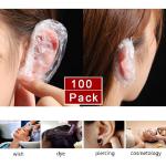 Waterproof Ear Shower Caps, Plastic Hair Dye Ear Protectors, Clear Bathing Ear Covers, Elastic Hair Cut Ear.( 100 Piece)