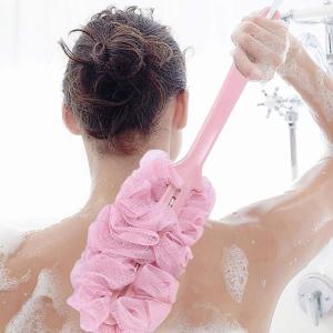 Back Scrubber for Shower, Long Handle Bath Sponge Shower Brush with Hand loofah Multicolour  (Pack of 1).
