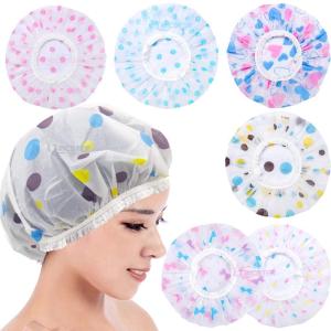 Elastic Shower Cap Waterproof Hair Spa Dye Women Bathing Salon Bathroom Caps, Multi-design(Pack of 4).