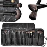 24 Piece Makeup Brush Set with PU Leather Case (Black)