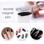 3D CAT EYES NAIL ART MAGNET TOOL SET WITH DOUBLE HEAD FLOWER DESIGN NAIL MAGNET PENS  (PACK OF 2)