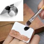 Stainless Steel, Make Up Tools Mini Mixing Tray with Finger Ring, Makeup Paint Palette,(Pack of  1).