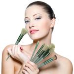 13 Synthetic Eyeshadow Blush Makeup Brush Set (Green).