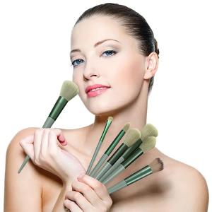 13 Synthetic Eyeshadow Blush Makeup Brush Set (Green).