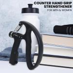 Premium D-Shape 10KG To 100KG Weight Adjustable Professional Counting Hand Gripper| Black.